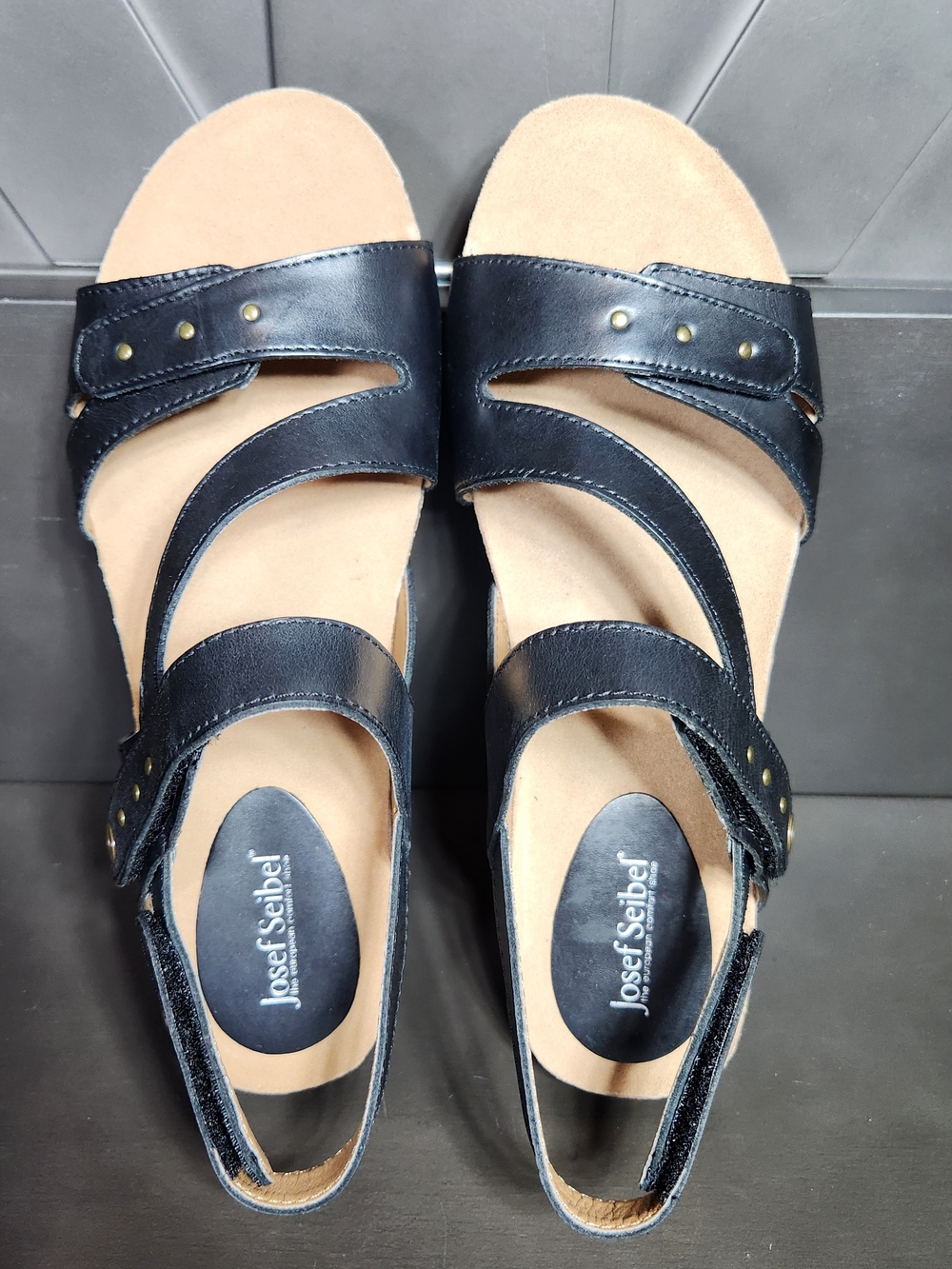 Josef Seibel Comfort Leather Strappy Black Women’s EU 40 US 9 Sandal - Picture 8 of 9